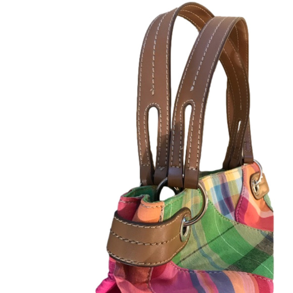 Kim Rogers Colorful Patchwork Canvas Satchel Shoulder Bag Handbag Purse - Picture 3 of 9